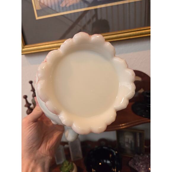 Antique Dithridge Milk Glass Rose Pitcher 8" EAPG Hand Painted Victorian 1800s - Picture 10 of 10